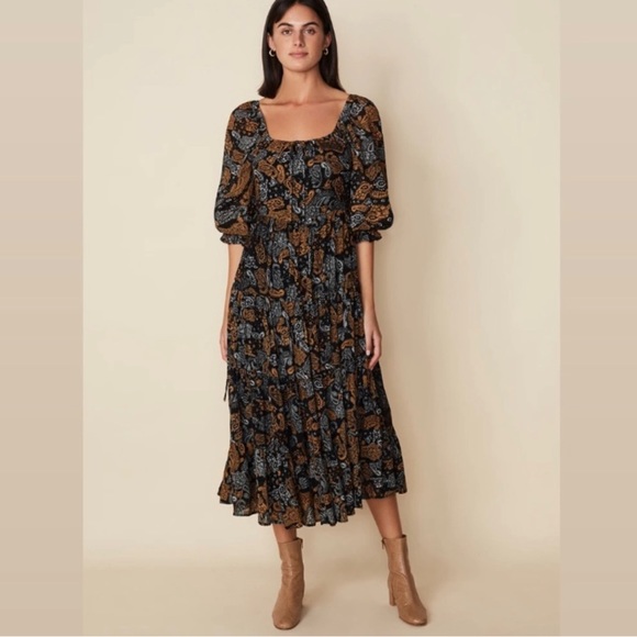 Faithfull the Brand Darsha Midi Dress Ankara Paisley Print, Size 4, Retail $309 - Picture 15 of 15